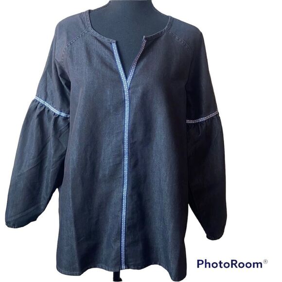 August silk boho black top - Picture 1 of 10